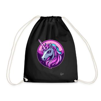 Süßes und cooles Einhorn - Turnbeutel - Schwarz - Vorne