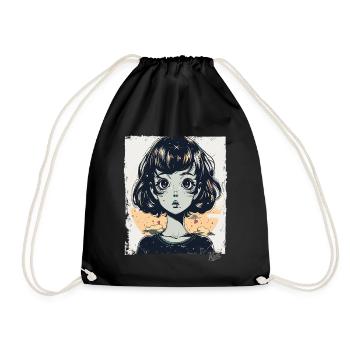 The cartoon girl with visions - Drawstring Bag - black - Front