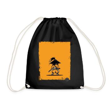 Samurai Style Warrior Silhouette - Drawstring Bag - black - Front