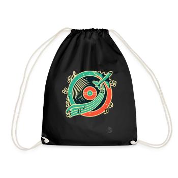 Musique rétro et design de voyage « Plate & Airplane » - Sac de sport léger - noir - Devant