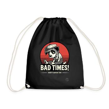 Bad Times, trauriger Vintage retro cartoon Hund - Turnbeutel - Schwarz - Vorne
