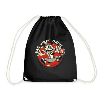 Bad Vibes Only, Vintage 1920s Old School Cartoon - Drawstring Bag - black - Front
