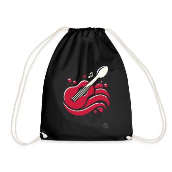 Music and food united: spoon guitar - Drawstring Bag - black - Front