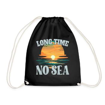 Long time no sea - lange Zeit kein Meer - Drawstring Bag - black - Front