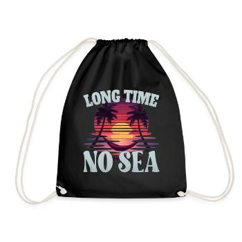 Long time no sea - lange Zeit kein Meer - Drawstring Bag - black - Front