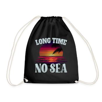 Long time no sea - lange Zeit kein Meer - Drawstring Bag - black - Front
