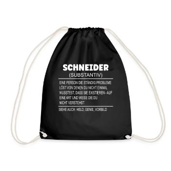 Wörterbuch Erklärung SCHNEIDER Held, Genie Vorbild - Turnbeutel - Schwarz - Vorne