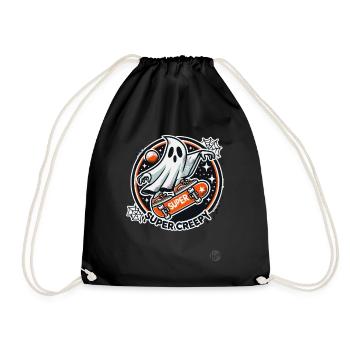 Scary ghost skateboarder on skateboard - Drawstring Bag - black - Front