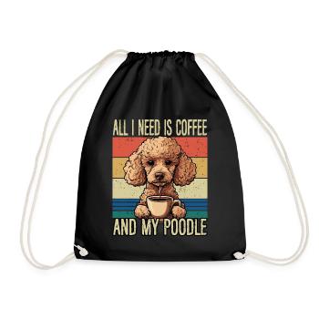 Coffee and my poodle - Drawstring Bag - black - Front