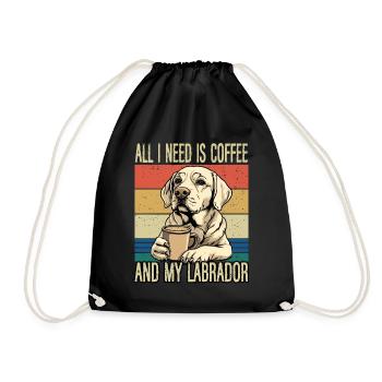 Coffee and my Labrador - Drawstring Bag - black - Front