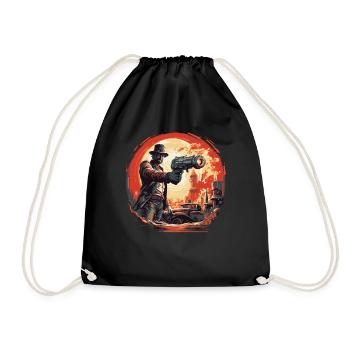 Sci-Fi Beam Cannon Showdown - Drawstring Bag - black - Front