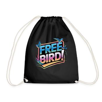 Free Bird - frei wie ein Vogel - Turnbeutel - Schwarz - Vorne