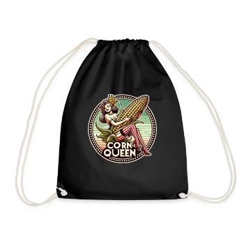 The corn queen with a large corn cob - Drawstring Bag - black - Front