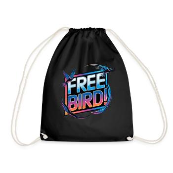 Free Bird - frei wie ein Vogel - Turnbeutel - Schwarz - Vorne