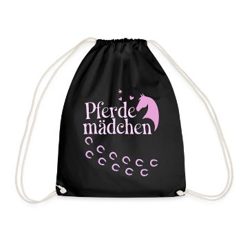 Pferdemädchen - Mädchen liebt Pferde - Turnbeutel - Schwarz - Vorne