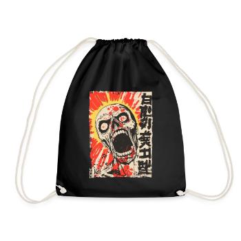 Schreiender japanischer Totenkopf - Turnbeutel - Schwarz - Vorne