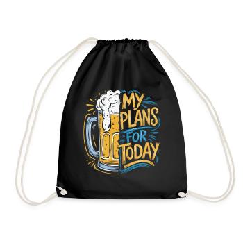 Beer - my plans for today - Drawstring Bag - black - Front