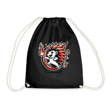 Hérisson chaud joyeux avec du feu - Sac de sport léger - noir - Devant