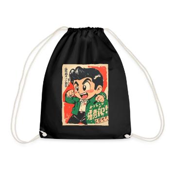 Asian boy, a little naughty prankster - Drawstring Bag - black - Front