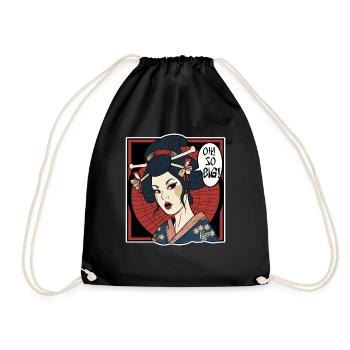 Japanese geisha thinks: "It's so big" - Drawstring Bag - black - Front