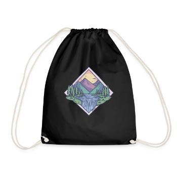 trees, forest, valley, river, sky and nature - Drawstring Bag - black - Front