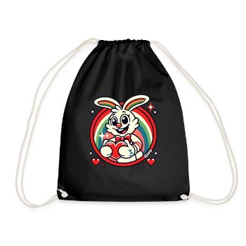Lapin arc-en-ciel avec coeur - Sac de sport léger - noir - Devant
