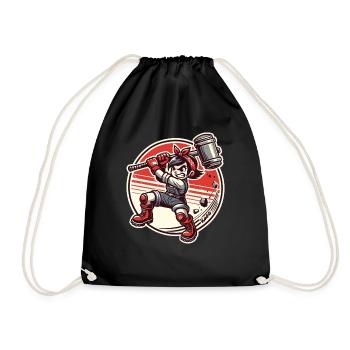 Jolie fille de dessin animé avec marteau - Sac de sport léger - noir - Devant
