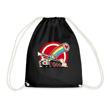 Rainbow Tank, Shoots Hearts of Love - Drawstring Bag - black - Front