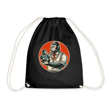 Gorilla dad with baby - Drawstring Bag - black - Front