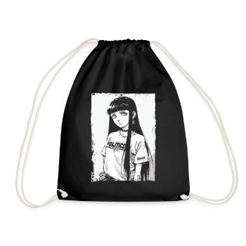 Cartoon Girl japonais et politique - Sac de sport léger - noir - Devant