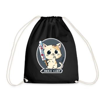 Neko Chef - Chat effronté avec couteau de chef - Sac de sport léger - noir - Devant
