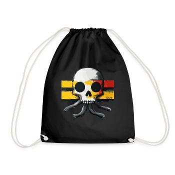 Skull with tentacles and flag - Drawstring Bag - black - Front
