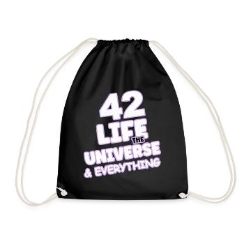 Life Universe Everything 42 answers - Drawstring Bag - black - Front
