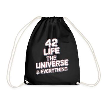 Life Universe Everything 42 answers - Drawstring Bag - black - Front