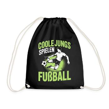 Coole Jungs spielen Fußball – Dynamisches Design - Turnbeutel - Schwarz - Vorne