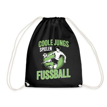 Coole Jungs spielen Fußball – Dynamisches Design - Turnbeutel - Schwarz - Vorne