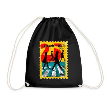 Tokyo Zebra Crossing – Retro Postage Stamp - Drawstring Bag - black - Front