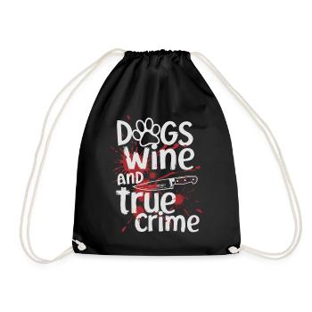 Chiens, vin et true crime – Funny Design - Sac de sport léger - noir - Devant