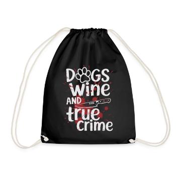 Chiens, vin et true crime – Funny Design - Sac de sport léger - noir - Devant