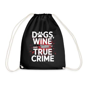 Chiens, vin et true crime – Funny Design - Sac de sport léger - noir - Devant