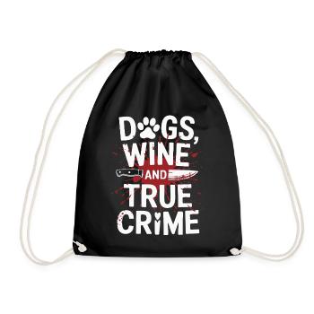 Chiens, vin et true crime – Funny Design - Sac de sport léger - noir - Devant