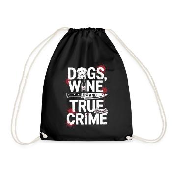 Chiens, vin et true crime – Funny Design - Sac de sport léger - noir - Devant