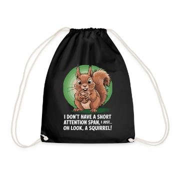 ADHD? Oh look, a squirrel! - Drawstring Bag - black - Front
