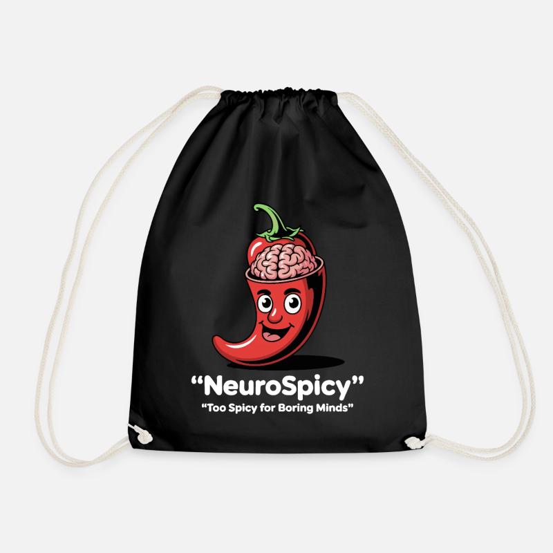 Neuro Spicy – Too spicy for boring minds - Drawstring Bag - black