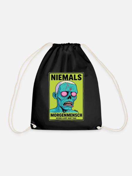 Niemals Morgenmensch Zombie - Turnbeutel - Schwarz