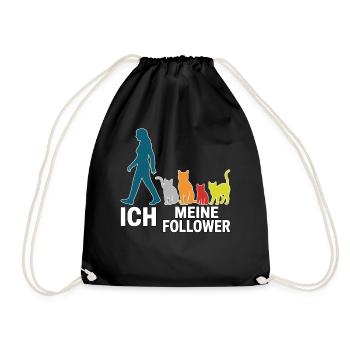 Ich & meine Follower – Katzenhumor Design - Turnbeutel - Schwarz - Vorne