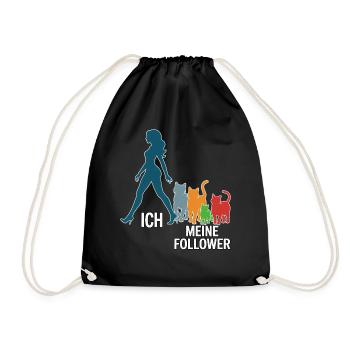 Ich & meine Follower – Katzenhumor Design - Turnbeutel - Schwarz - Vorne