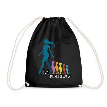 Ich & meine Follower – Katzenhumor Design - Turnbeutel - Schwarz - Vorne