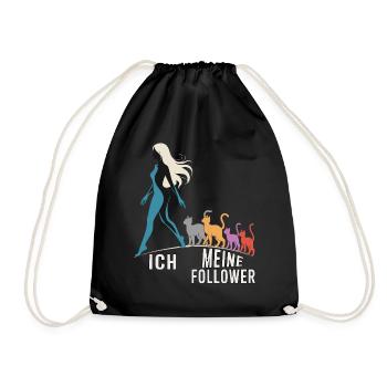 Ich & meine Follower – Katzenhumor Design - Turnbeutel - Schwarz - Vorne