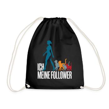 Ich & meine Follower – Katzenhumor Design - Turnbeutel - Schwarz - Vorne